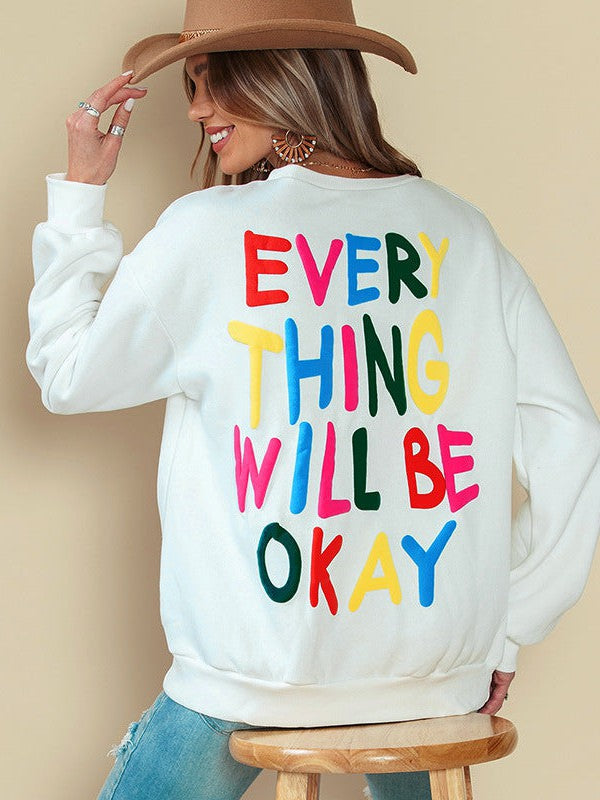 Oversized Sweatshirt Women's Colorful Letter Print Pullover Top