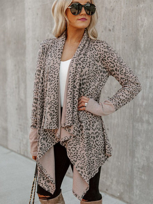 Leopard Print Fine Cashmere Spandex Polyester Blend Cardigan - Women's Trendy Street Fashion Jacket