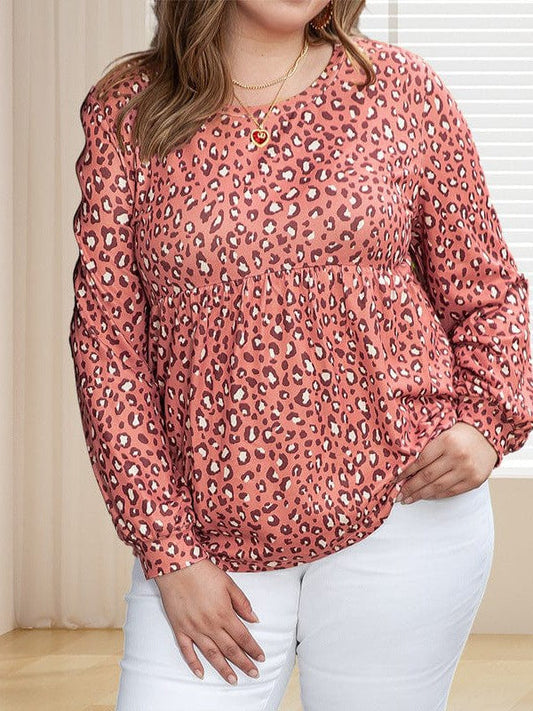 Leopard Print Babydoll Pullover Top for Stylish Women