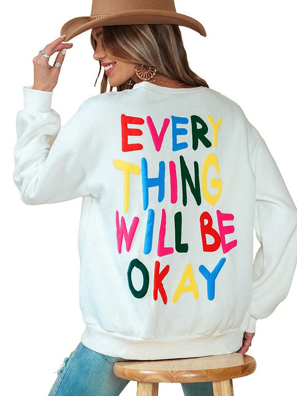 Oversized Sweatshirt Women's Colorful Letter Print Pullover Top