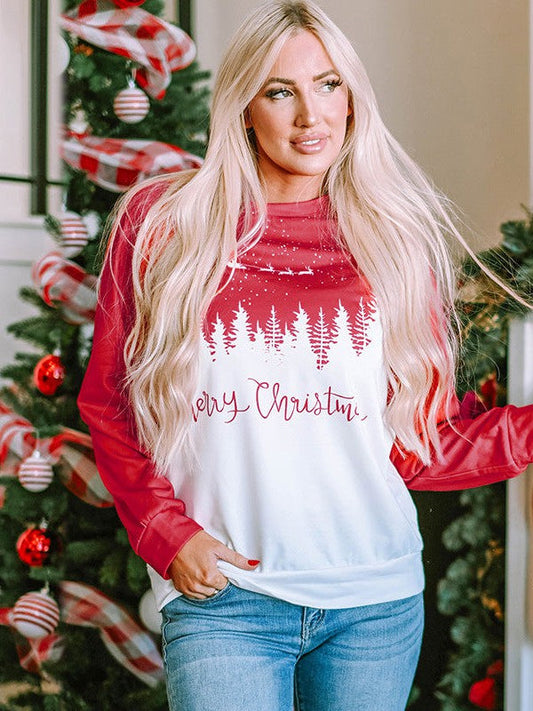 Festive Christmas Print Loose-fit Women's Long Sleeve Sweatshirt