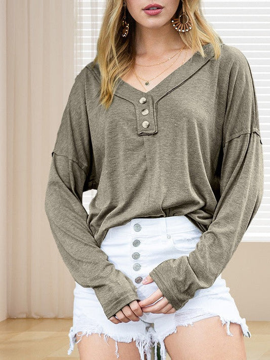 Elegant V-Neck Knitted Pullover with Long Sleeves for Women
