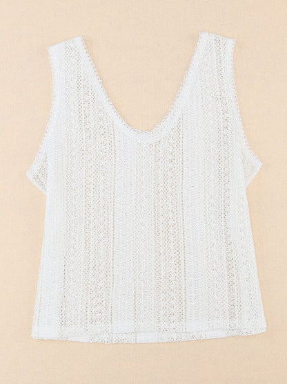 Sleeveless Round Neck Lace Hollow Vest for Women