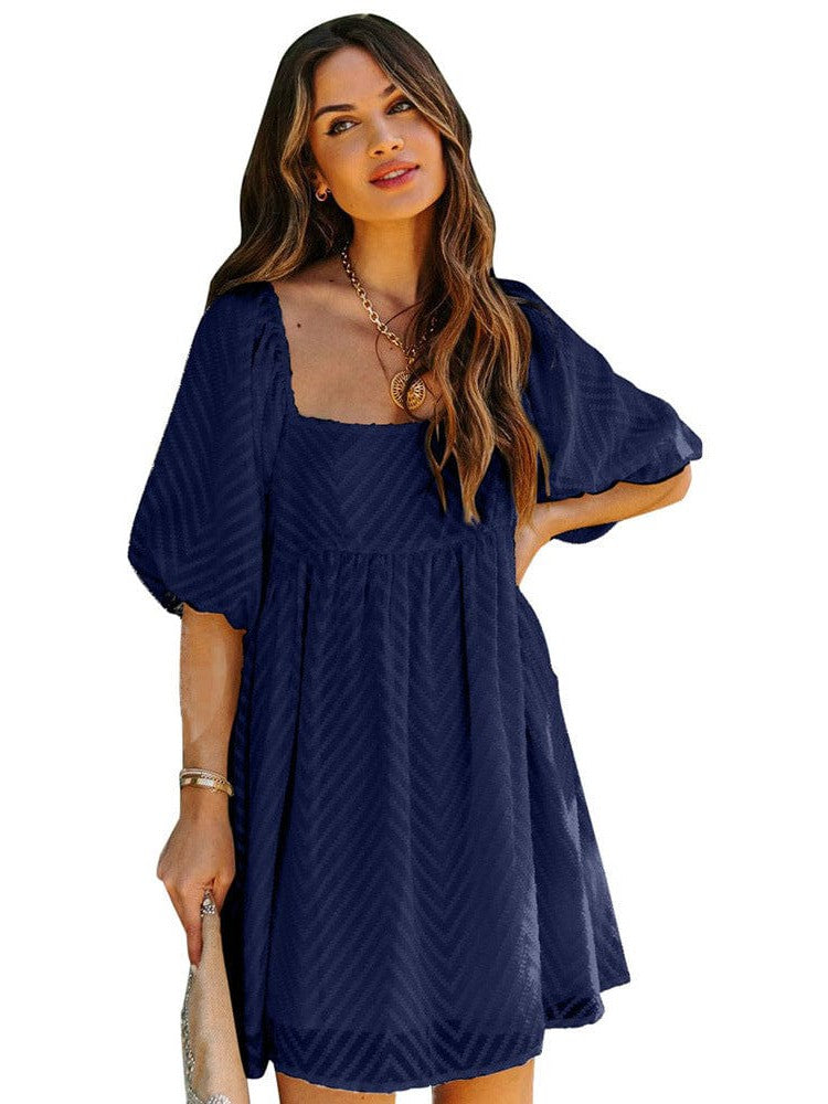 Simple Style Chiffon Dress with Mesh Detail