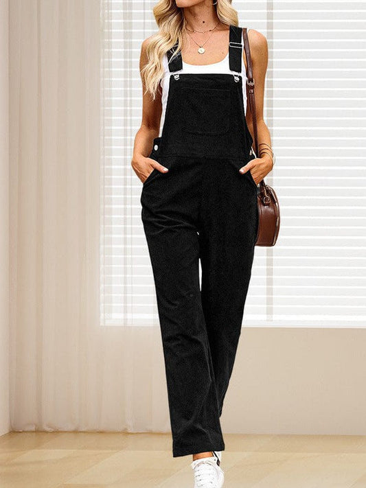 Stylish sleeveless loose women's overalls in various solid colors