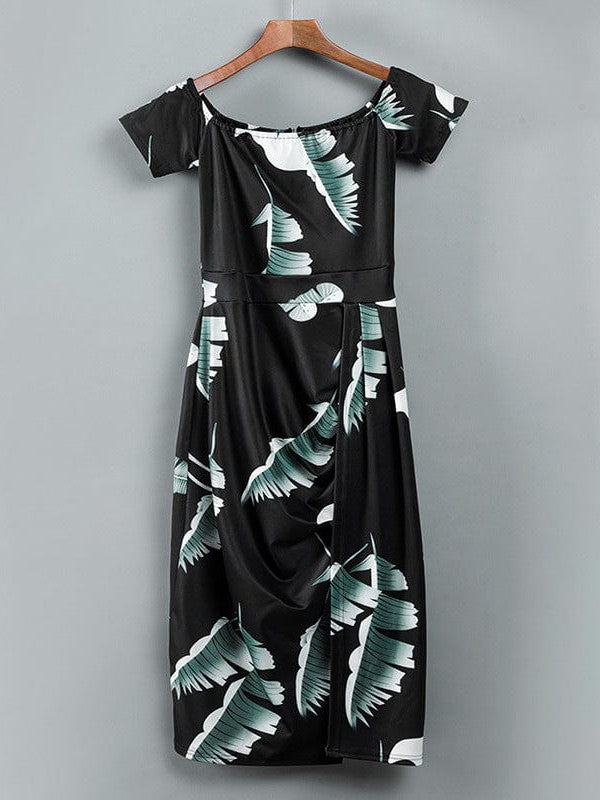 Fashionable One-Shoulder Herringbone Printed Bodycon Dress for Stylish Women