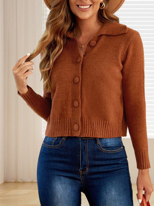 Women's Casual Solid Color Slim Fit Wool Cardigan Sweater Coat