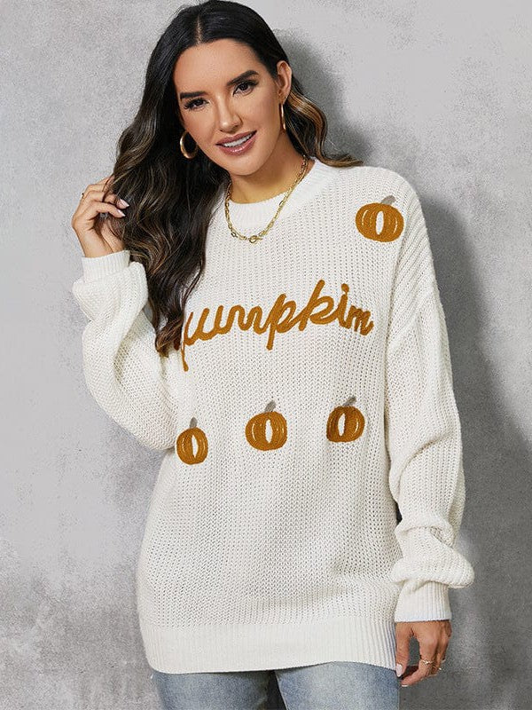 Pumpkin Pattern Women's Halloween Theme Sweater with Personalized Style