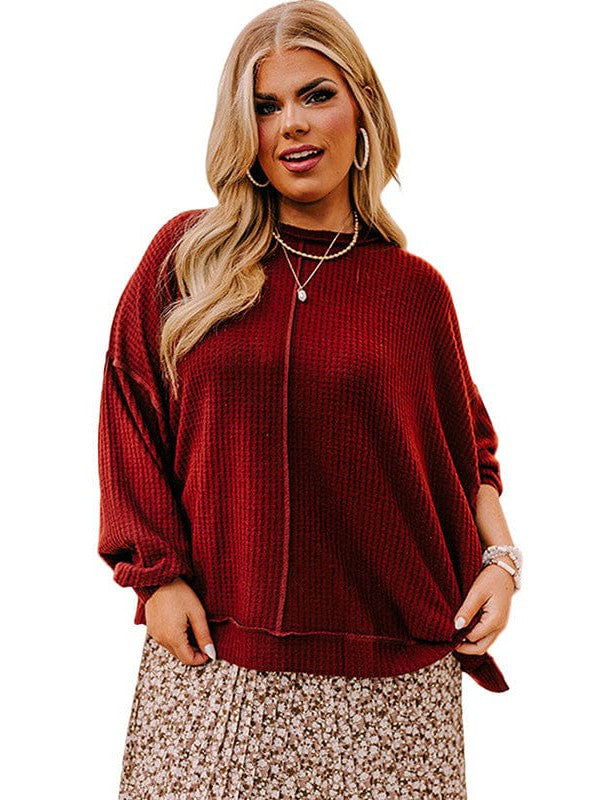 Versatile Raw Edge Plus Size Women's Sweatshirt with a Loose Fit