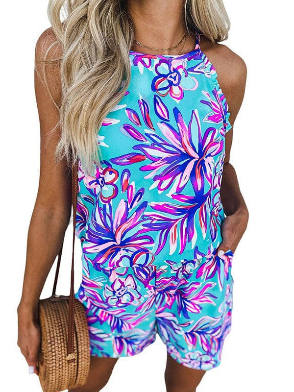Floral Printed Sleeveless Jumpsuit for Women