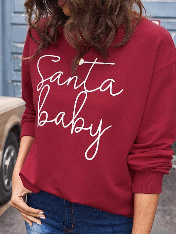 Women's Christmas Letter Print Sweatshirt with Round Neck Pullover - Cozy Holiday Top for Ladies