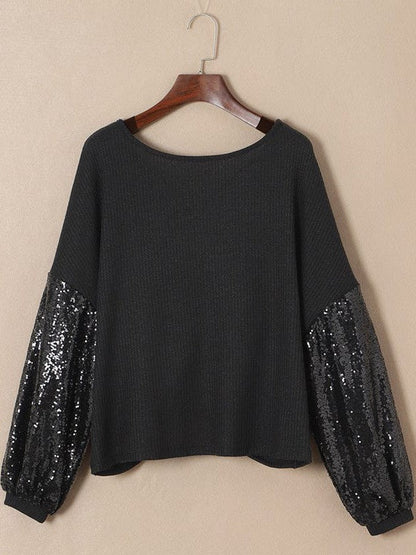 Sexy Backless Sequined Waffle Knit Sweater for Women