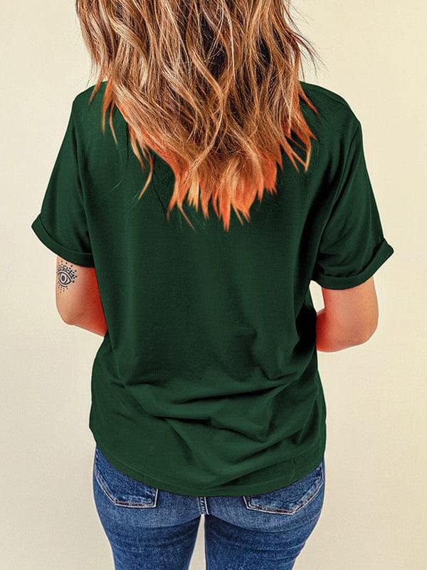 Women's Simple Short Sleeve Solid Color Pullover T-Shirt