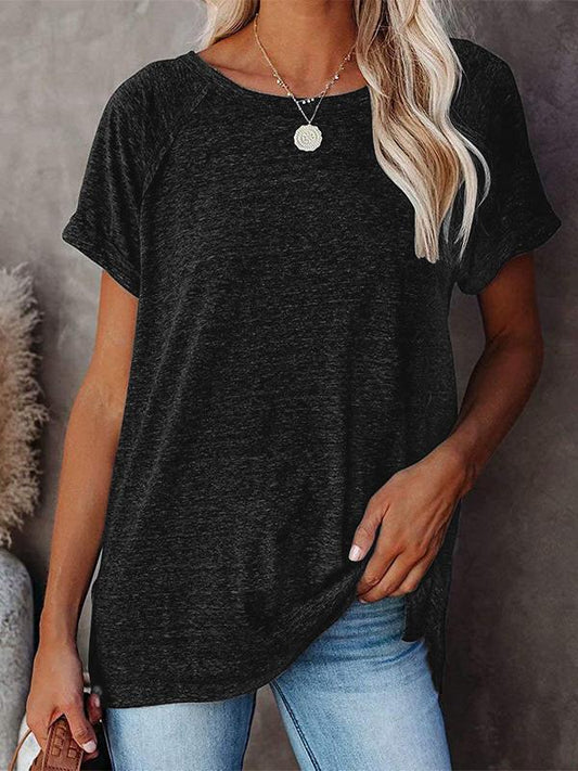 Round Neck Solid Loose Short Sleeve T-shirt