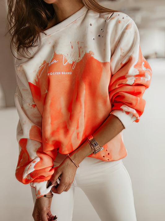 Colorful Tie-Dye Long Sleeve Hoodies with Round Neck