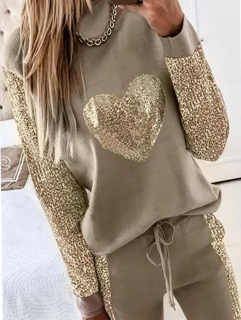 Stylish Sequin Embellished Matching Top and Bottom Set for Women