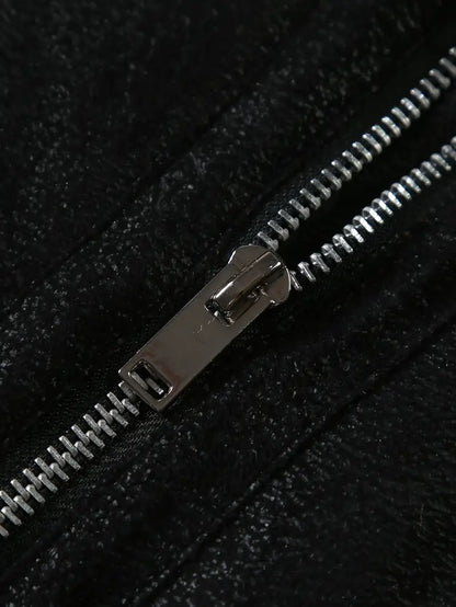 Men's Faux Leather Jacket with Zipper Placket