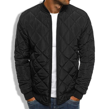 Men's Bomber Jacket Quilted Jacket Padded Sports & Outdoor Casual Classic & Timeless Warm Winter Solid Color Navy Wine Red ArmyGreen Black Puffer Jacket