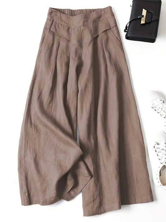 Stylish Wide Leg Trousers, Relaxed Palazzo Pants for Spring & Summer, Women's Fashion