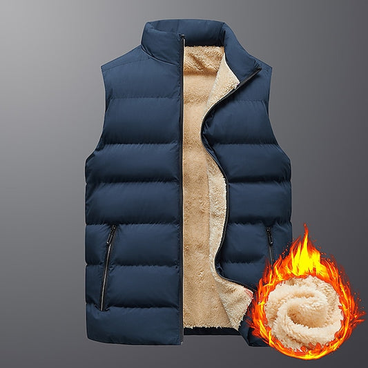 Winter Essential Men's Puffer Vest with Plush Stand Collar