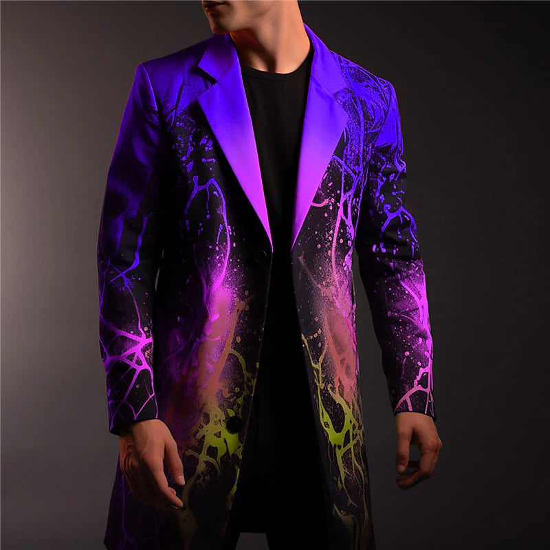 Business Professional Abstract Men's Printed Coat - Ideal for Work and Going Out