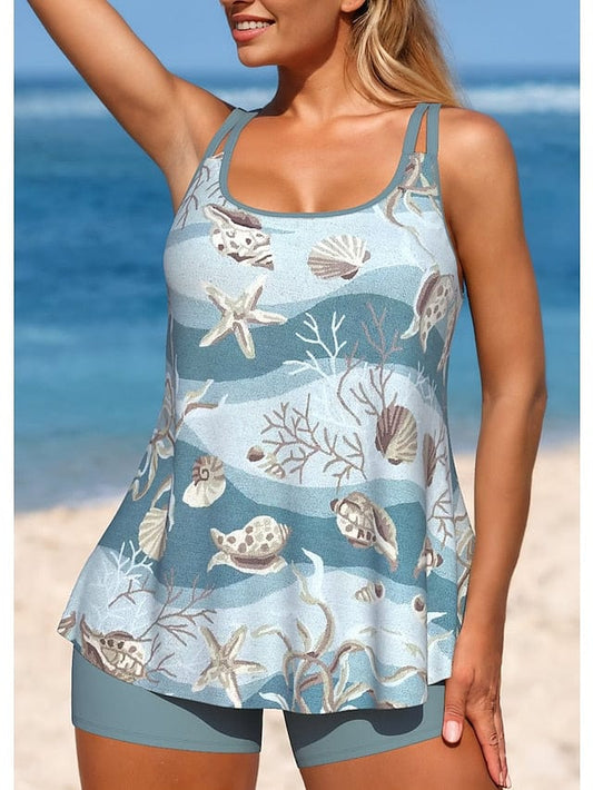 Starfish Blue Tankini 2-Piece Swimsuit Set for Women