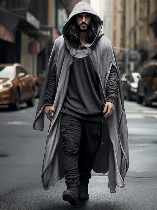 Winter Chic Men's Hooded Trench Coat Poncho - Stylish Warmth & Fashion Statement