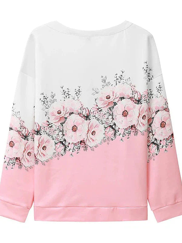 Floral Vintage Quarter Zip Women's Sweatshirt