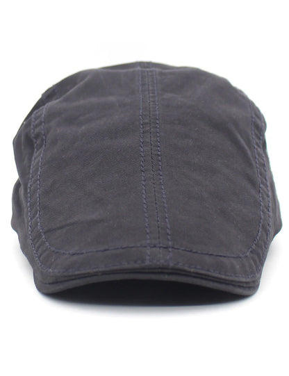 1920s Style Men's Black Cotton Newsboy Hat - Adjustable Streetwear for Daily Outings