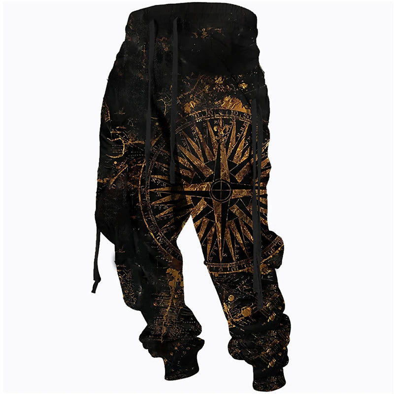 Micro-Elastic Men's Graphic Printed Sweatpants - Black Blue Streetwear