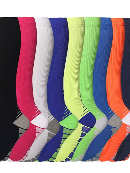 Men's Women's Compression Socks Outdoor Sports Hiking Socks Football Soccer Socks for Men Women Breathable Soft Lightweight Socks for Fishing Climbing Beach Black Grey Fluorescent Yellow Green - LuckyFash™