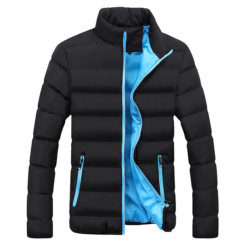 Men's Winter Jacket Puffer Jacket Padded Classic Style Sports Outdoor Windproof Warm Winter Solid Color Black Wine Red Navy Blue Puffer Jacket