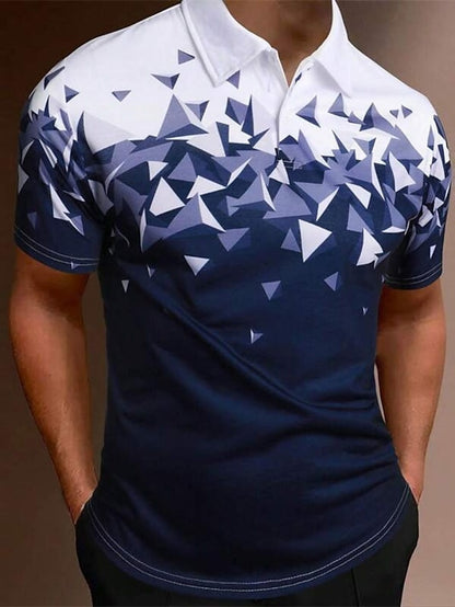 Men's Polo Shirt Lapel Polo Button Up Polos Golf Shirt Graphic Prints Geometry Argyle Turndown Black Red Navy Blue Blue Purple Outdoor Street Short Sleeves Print Clothing Apparel Sports Fashion
