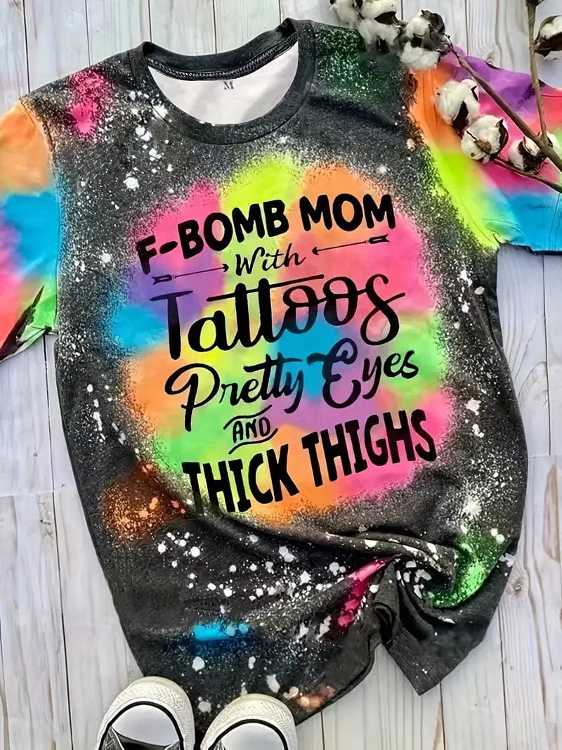 Tie Dye Crew Neck T-shirt with Letter Print