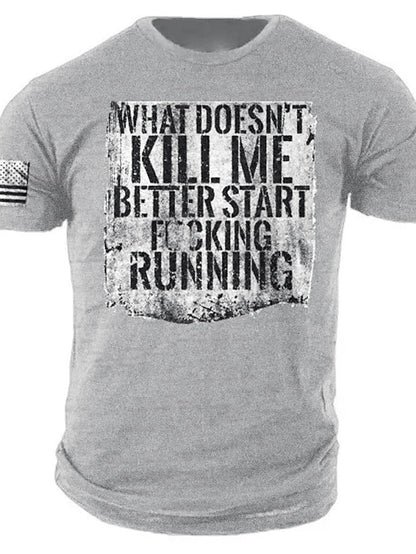 Memorial Day Mens Graphic Shirt Letter Prints Black Yellow Pink Tee Cotton Blend Basic Modern Contemporary Short Sleeves What Doesn 'T Kill Better Start Fucking Running Vintage