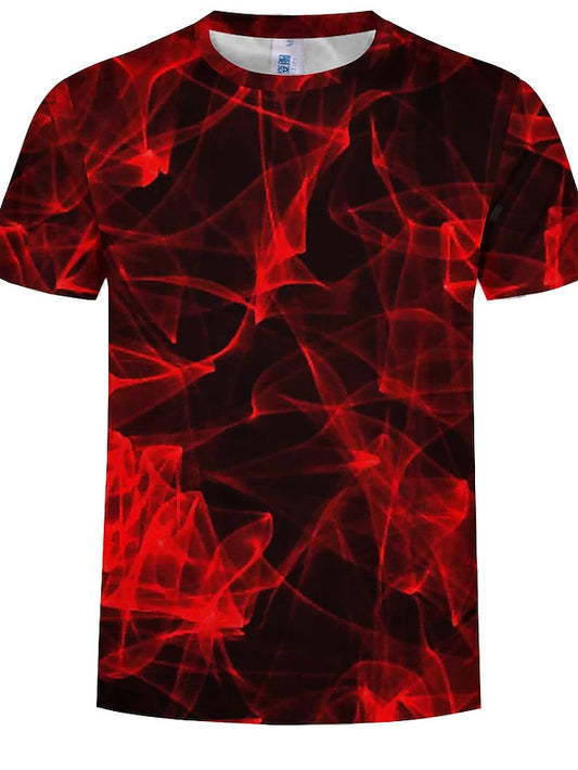 Men's T shirt Tee Graphic Abstract Round Neck Red Clothing Apparel