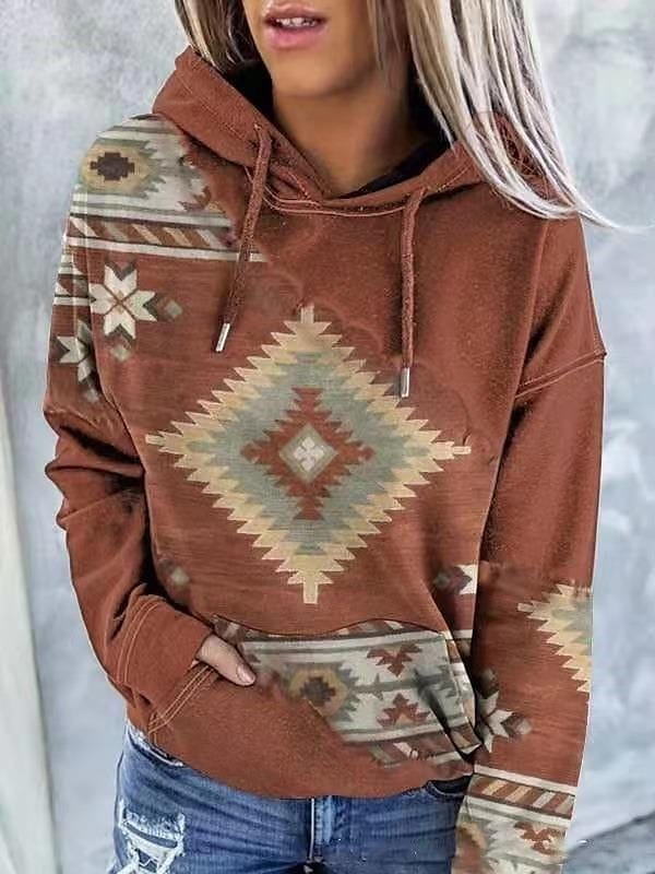 Neon Geometric Vintage Ethnic Women's Hoodie Sweatshirt