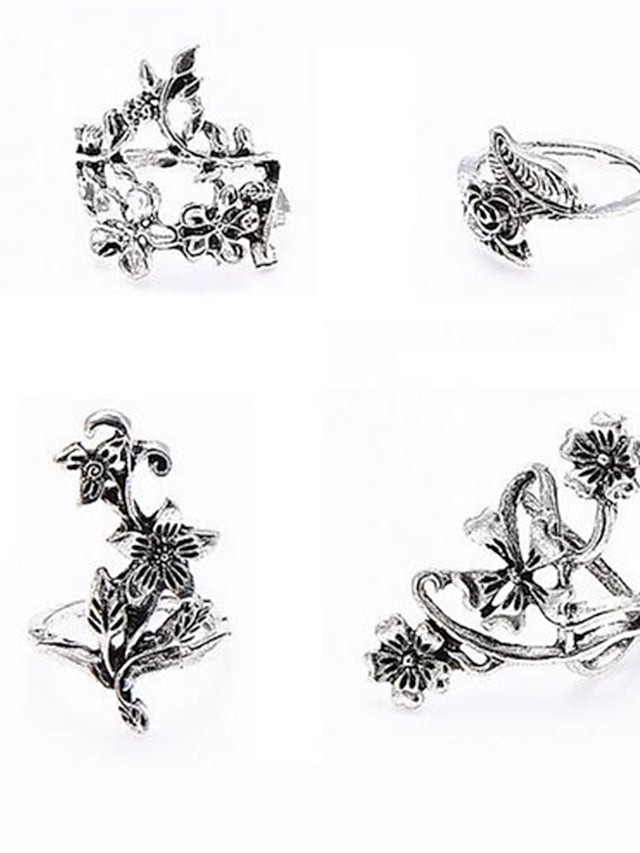 4pcs Ring For Women's Street Festival Alloy Classic Flower - LuckyFash™