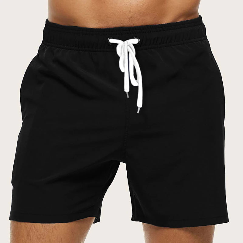 Winter-Ready Men's Black and Green Board Shorts with Mesh Lining