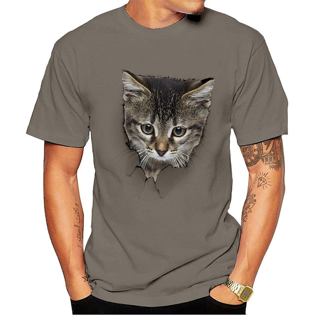 Feline Graphic Men's Wine T-Shirt - Casual Comfort for Spring & Summer