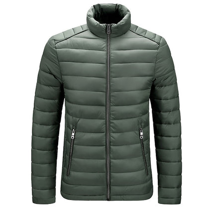 Men's Puffer Jacket Quilted Jacket Padded Zipper Pocket Office & Career Date Casual Daily Outdoor Casual Sports Winter Plain Wine Black Yellow Army Green Puffer Jacket