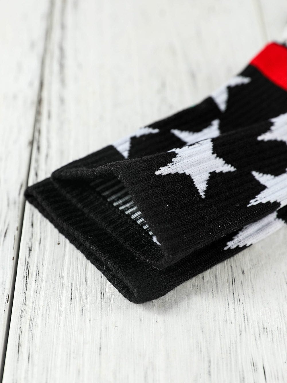 Black Striped and Star Pattern Soft Tube Socks