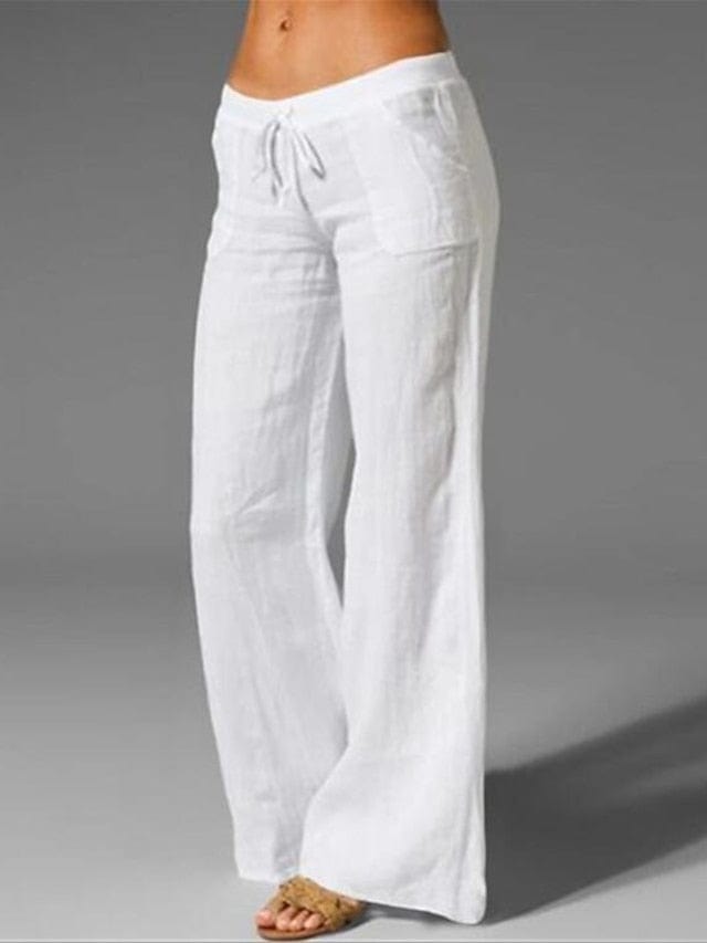 Boho Chic Women's Wide Leg Denim Trousers Black/White S M
