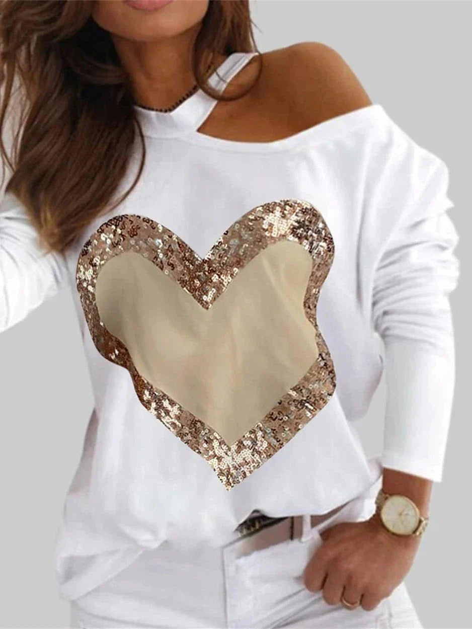 Butterfly Heart Long Sleeve Women's T-shirt for Casual and Formal Wear