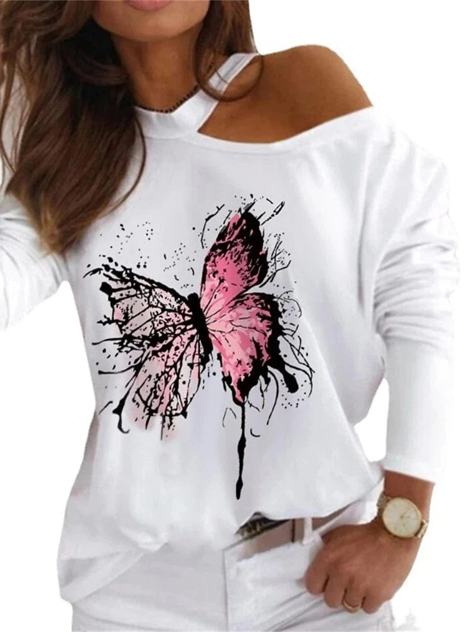 Butterfly Heart Long Sleeve Women's T-shirt for Casual and Formal Wear