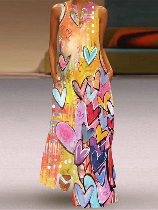 Butterfly Print Sleeveless Maxi Dress for Women