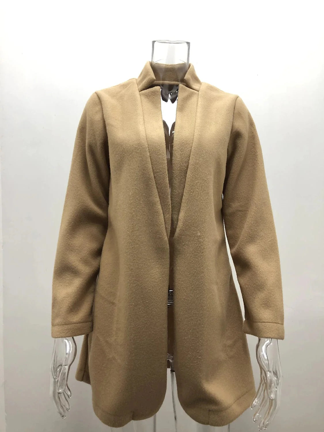 Caramel Colored Women's Open Front Regular Jacket for Spring, Fall, and Christmas