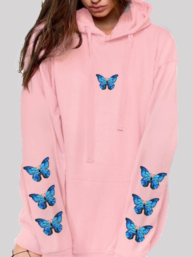 Casual Butterfly Graphic Women's Hoodie Sweatshirt