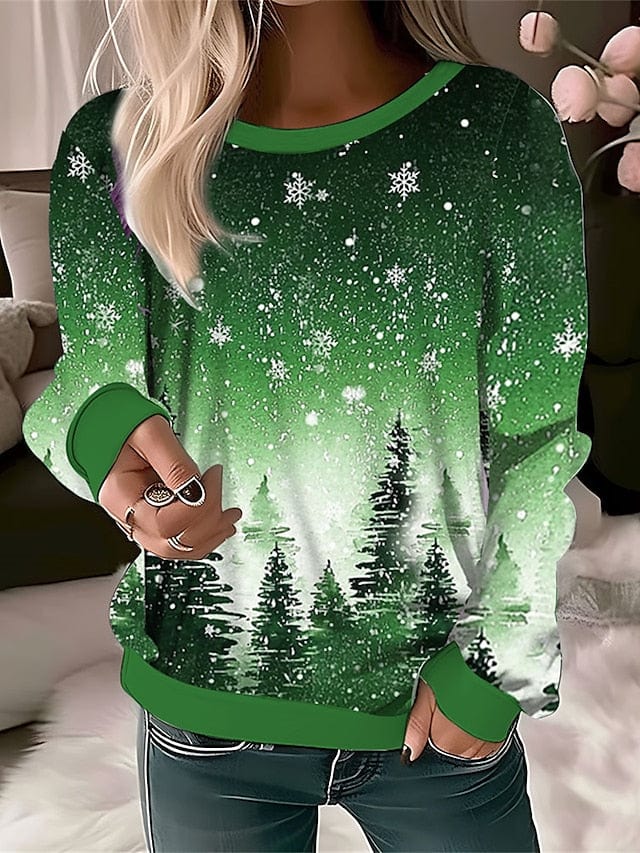Women's Festive Snowflake Print Christmas Sweatshirt