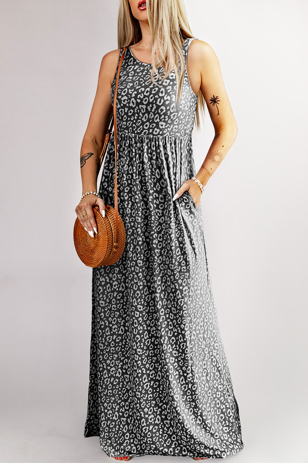 Boho Print Halterneck Sleeveless Dress